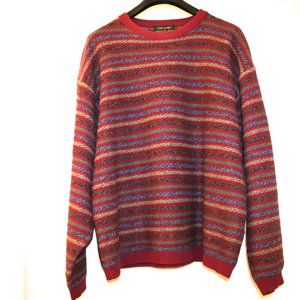 Vintage Colours by Alexander Julian Wool Blend Sweater Dark Red Multicolor Sz L